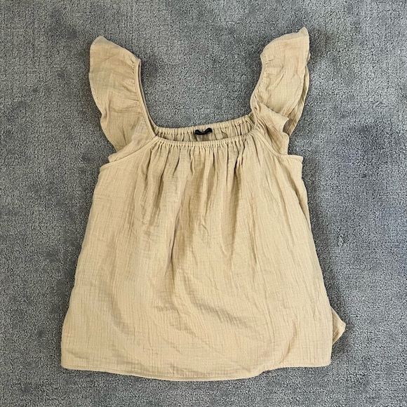 Ann Taylor Tops - Ann Taylor Beige Ruffle Sleeve Top